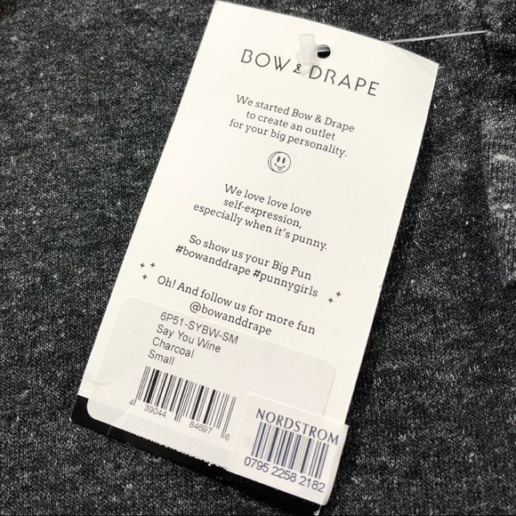 Bow & Drape Dark Gray Gold Sequin Sweatshirt SAY YOU'LL BE WINE Nordstrom - Picture 8 of 11